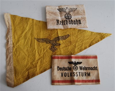 Lot 214 - A German Luftwaffe cotton pennant; together...