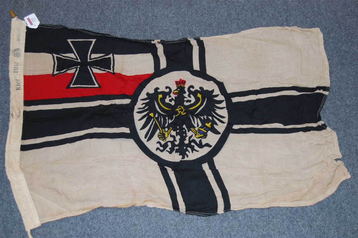 Lot 223 - An Imperial German battle flag, stamped Kiel...