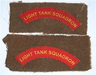 Lot 229 - A pair of Light Tank Squadron cloth shoulder...