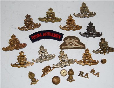 Lot 248 - A collection of Royal Artillery cap badges,...