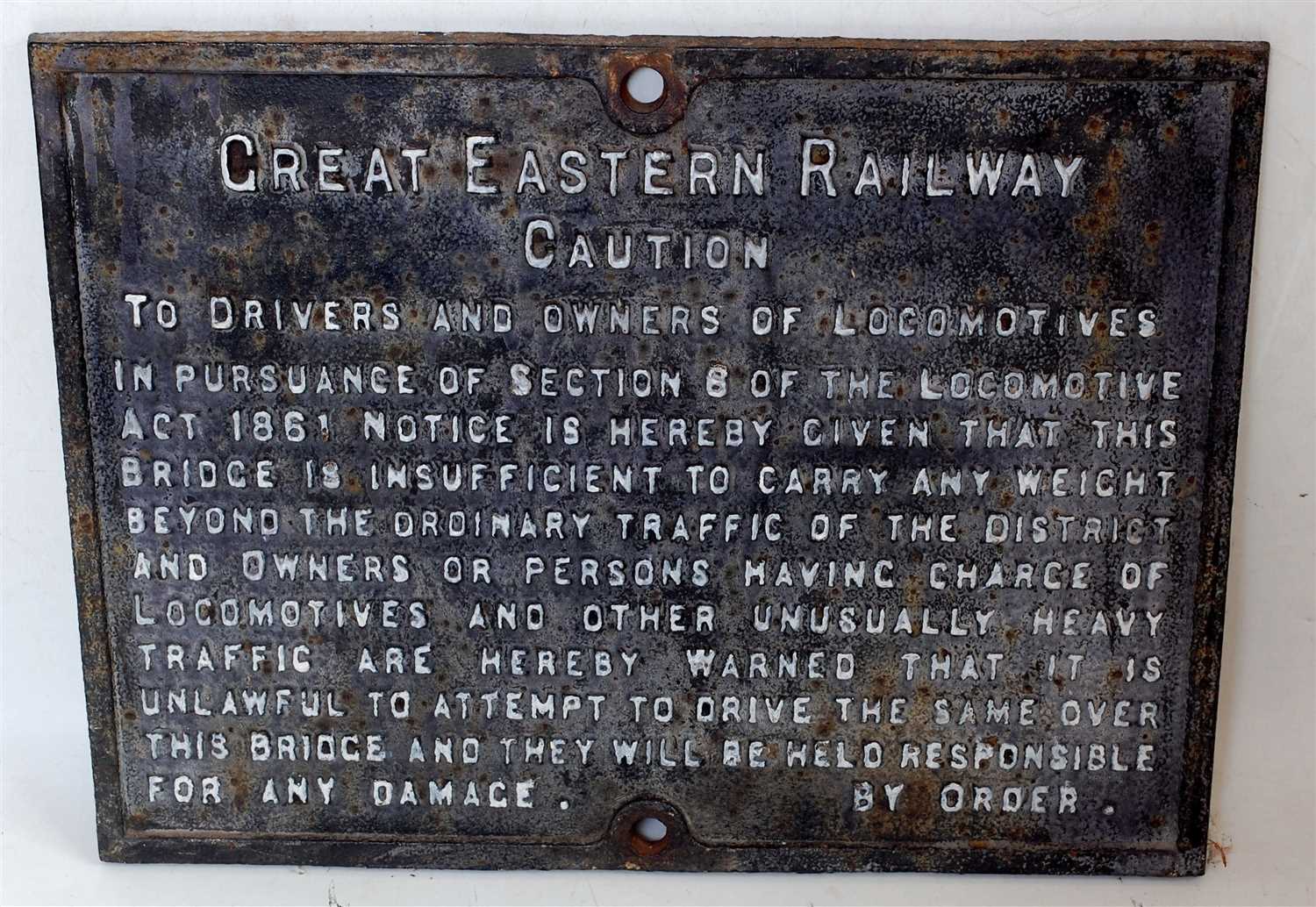 Lot 11 - An original cast iron Great Eastern Railways...
