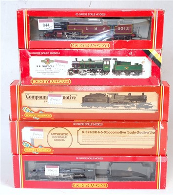 Lot 844 - 5 Hornby steam locomotives LMS red 2-6-4 tank...