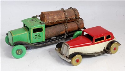 Lot 3187 - A Wells ? repainted tinplate and clockwork...