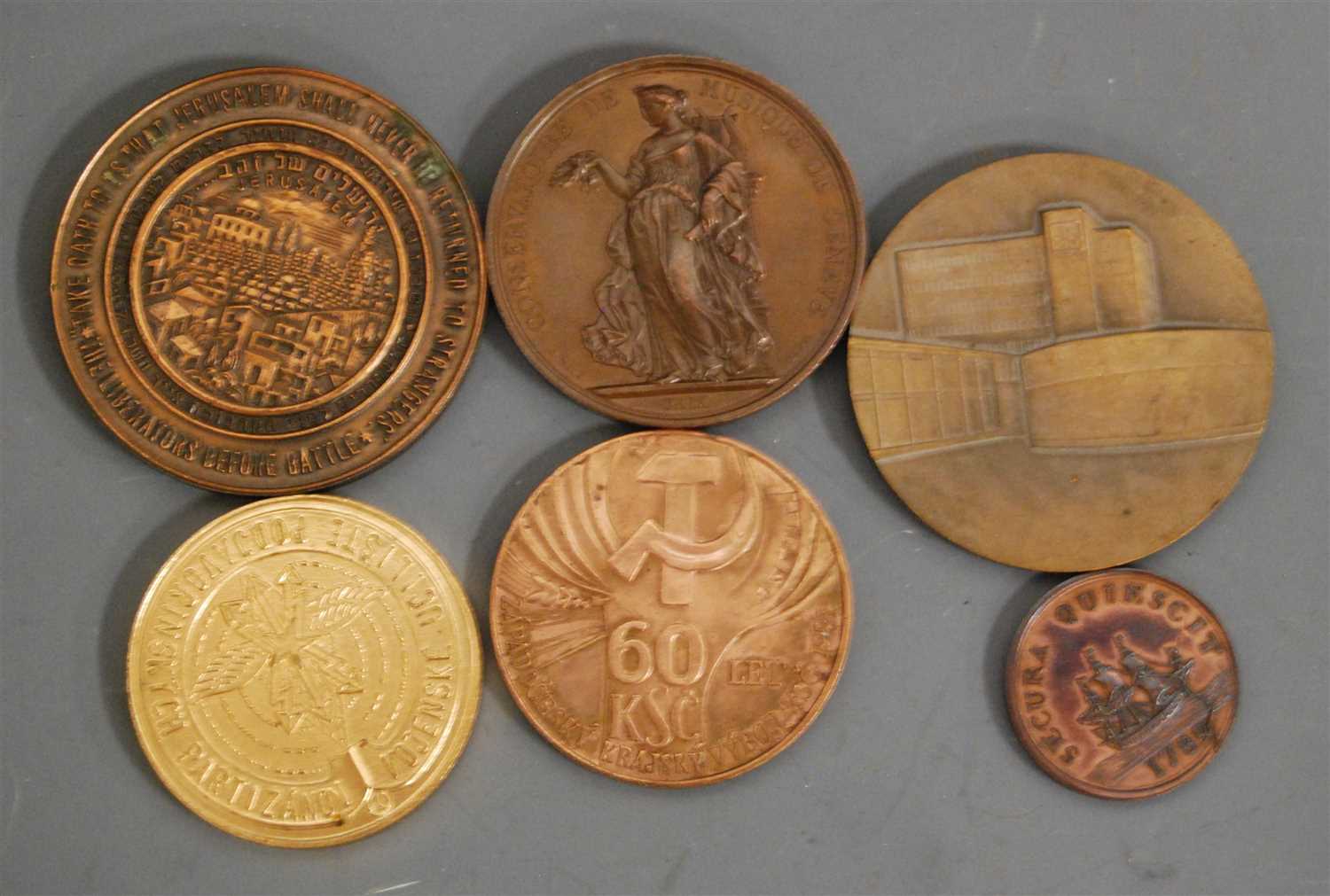 Lot 260 - A French copper commemorative medallion,...