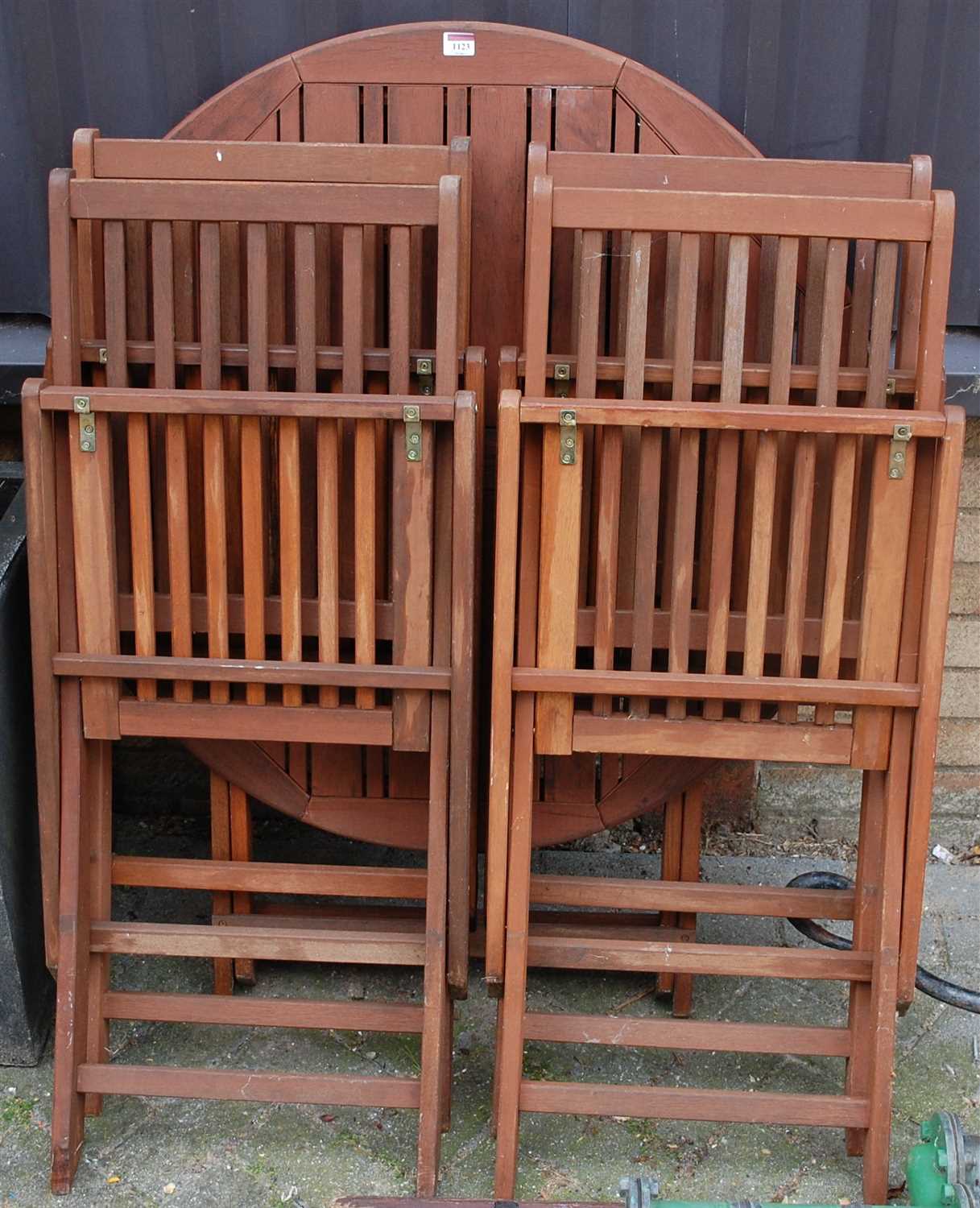 A modern stained and slatted teak auctions & price archive