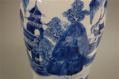 Lot 19 - A Chinese export blue and white vase and cover,...