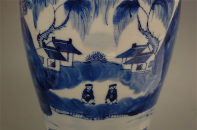 Lot 19 - A Chinese export blue and white vase and cover,...