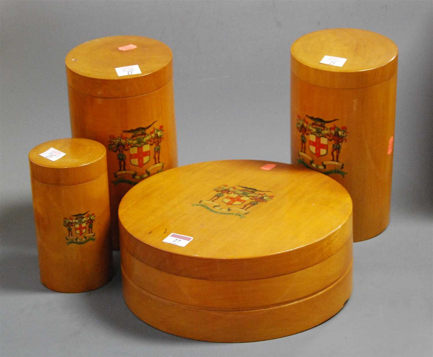 Lot 27 - A set of four treen storage containers, each...