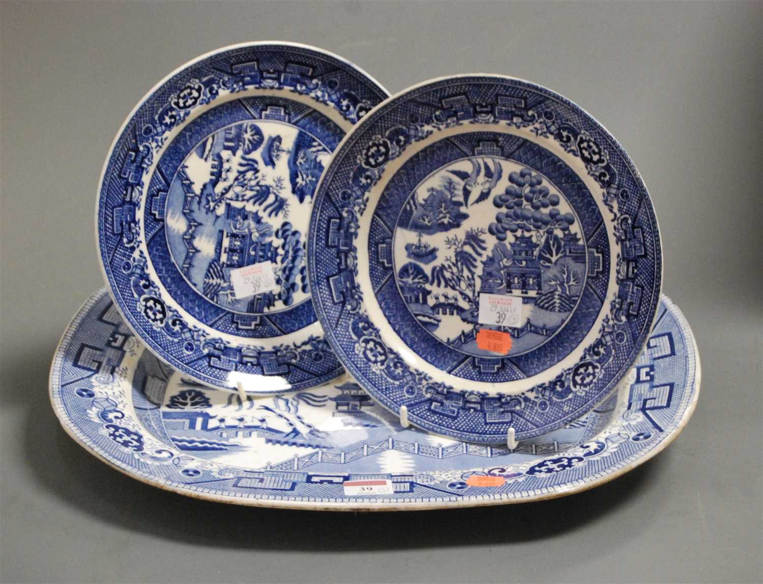 Lot 39 - A large Victorian ironstone blue and white...