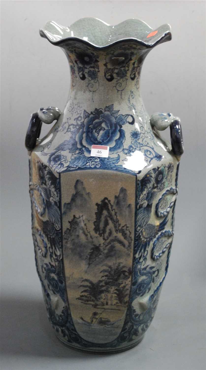 Lot 46 - A reproduction Chinese style blue & white vase...