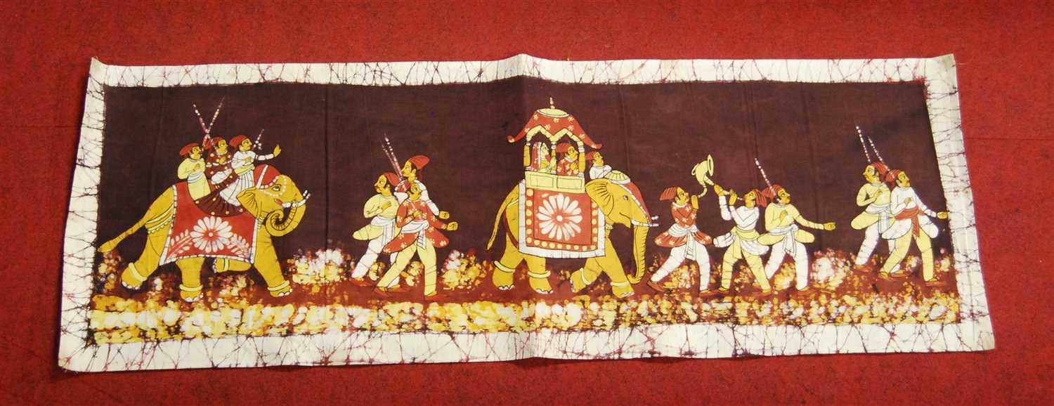 Lot 61 - An Indian printed silk panel, depicting...