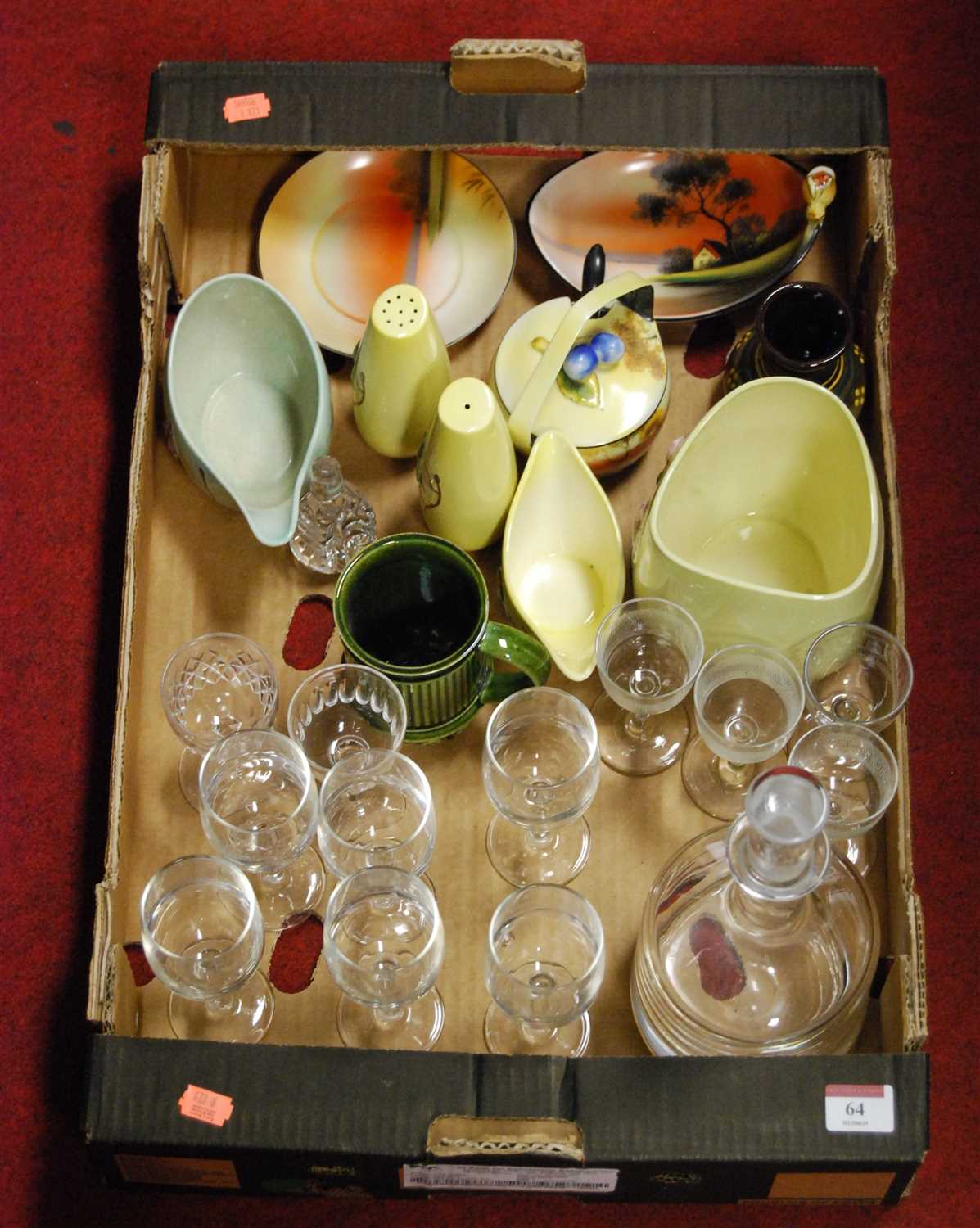 Lot 64 - A box of miscellaneous china and glassware, to...