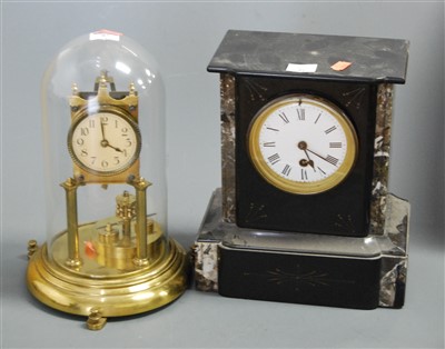 Lot 97 - An Edwardian black slate and marble cased...