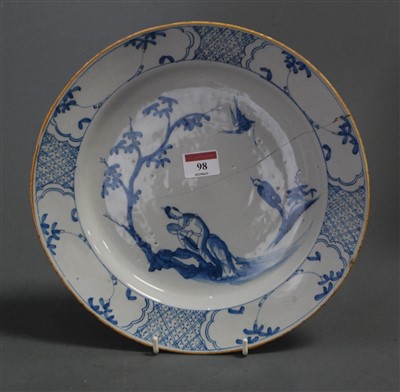 Lot 98 - An 18th century Liverpool delft blue and white...