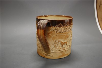 Lot 99 - A Victorian salt glazed stoneware loving cup,...
