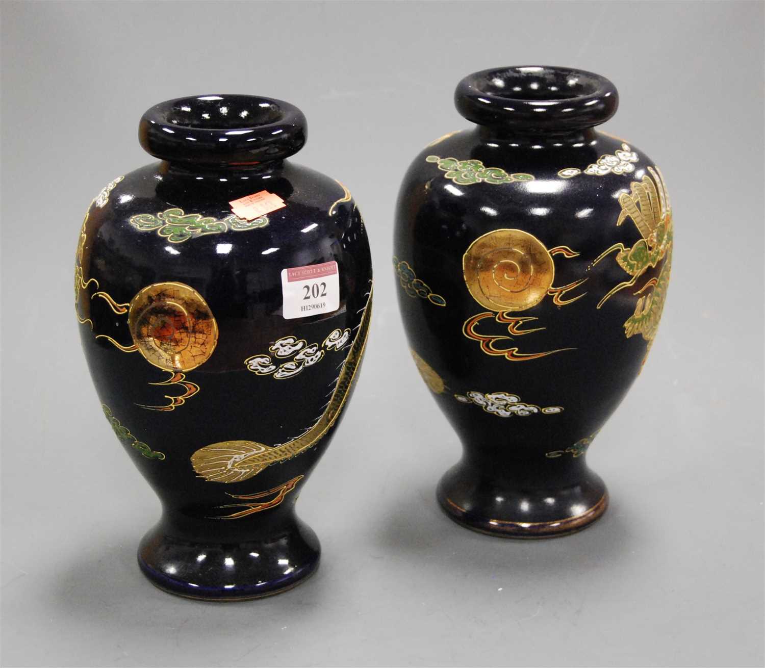 Lot 290 - A pair of Japanese Taisho period vases, each...