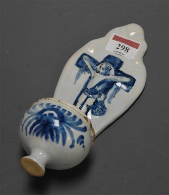 Lot 298 - A 19th century Dutch delft stoop, decorated in...
