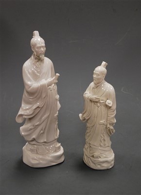 Lot 299 - A blanc-de-chine figure of a robed sage in...
