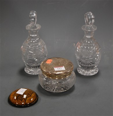 Lot 301 - A pair of small cut glass decanters and...