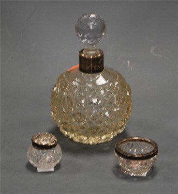 Lot 320 - A circa 1900 hobnail cut glass scent bottle,...