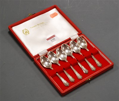 Lot 326 - A set of six modern silver teaspoons, in...