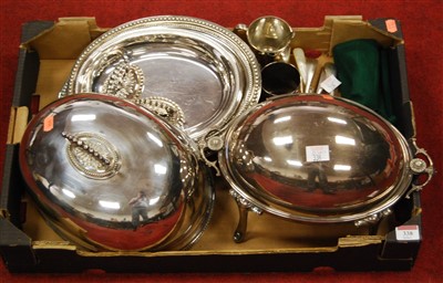 Lot 338 - A box of miscellaneous silver plated wares to...