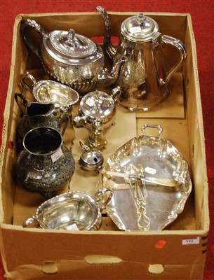 Lot 344 - A box of miscellaneous silver plated wares to...