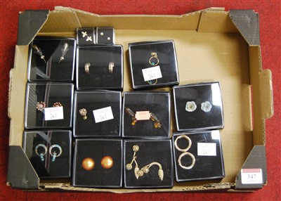 Lot 347 - Thirteen pairs of modern ladies earrings to...
