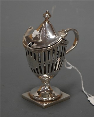 Lot 354 - A Victorian silver mustard having a domed lid...