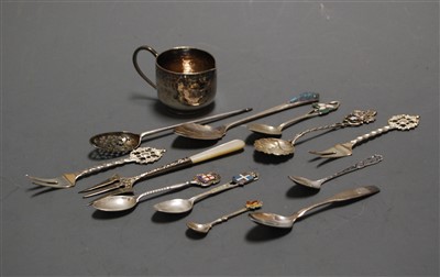 Lot 370 - An 18th century silver mote spoon, together...