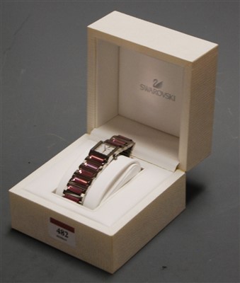 Lot 482 - A lady's Swarovski steel cased wristwatch,...