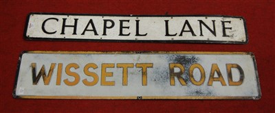 Lot 576 - An enamelled street sign for Chapel Lane;...