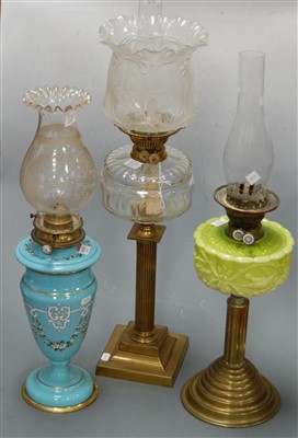 Lot 618 - A Victorian oil lamp, having frilled glass...