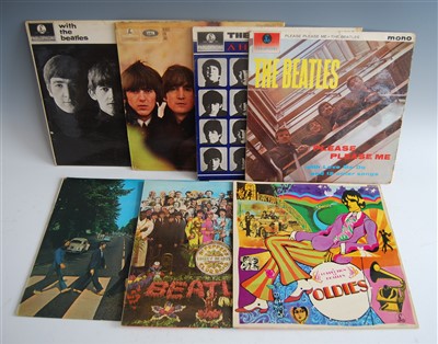 Lot 667 - A collection of seven Beatles LP's