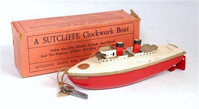 Lot 3199 - A Sutcliffe tinplate and clockwork Viking twin...