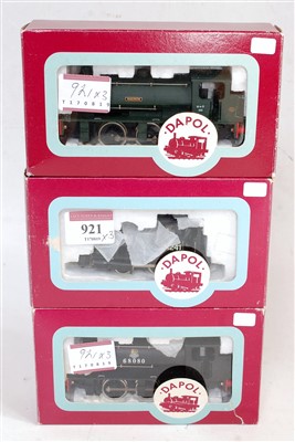 Lot 921 - 3 Dapol tank engines BR black 0-4-0 'Pug'...