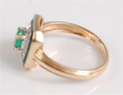 Lot 2523 - A 14ct yellow gold, emerald and diamond...