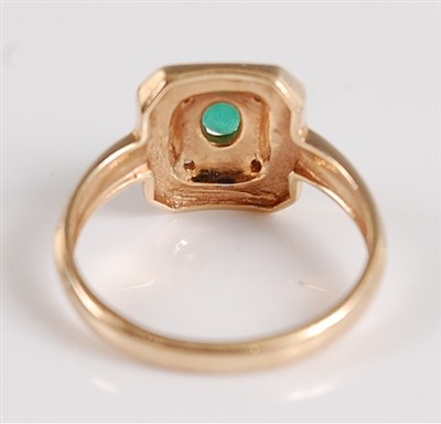 Lot 2523 - A 14ct yellow gold, emerald and diamond...