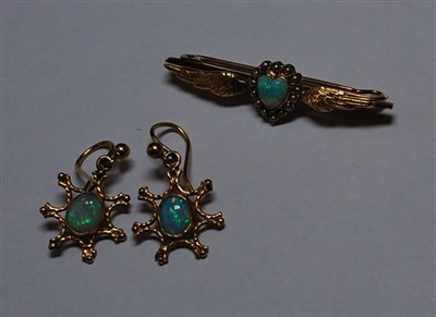 Lot 2525 - A yellow metal and opal RAF sweetheart brooch,...
