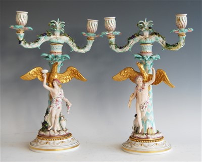 Lot 1001 - A pair of 19th century Meissen porcelain...