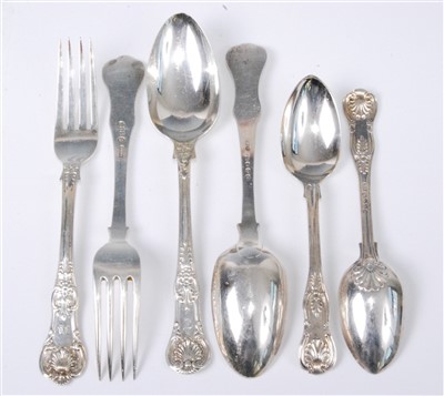 Lot 1068 - A 19th century silver harlequin cutlery suite,...
