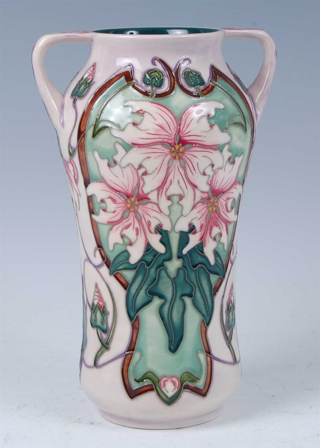 Lot 151 - A large Moorcroft twin handled pottery vase in...