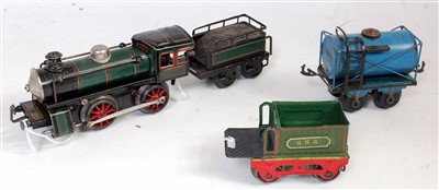 Lot 272 - Four items - Bing 0-4-0 c/w loco with tender,...