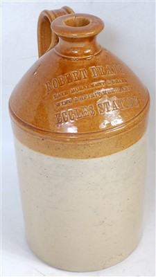 Lot 50 - A large two tone brown earthenware flagon...