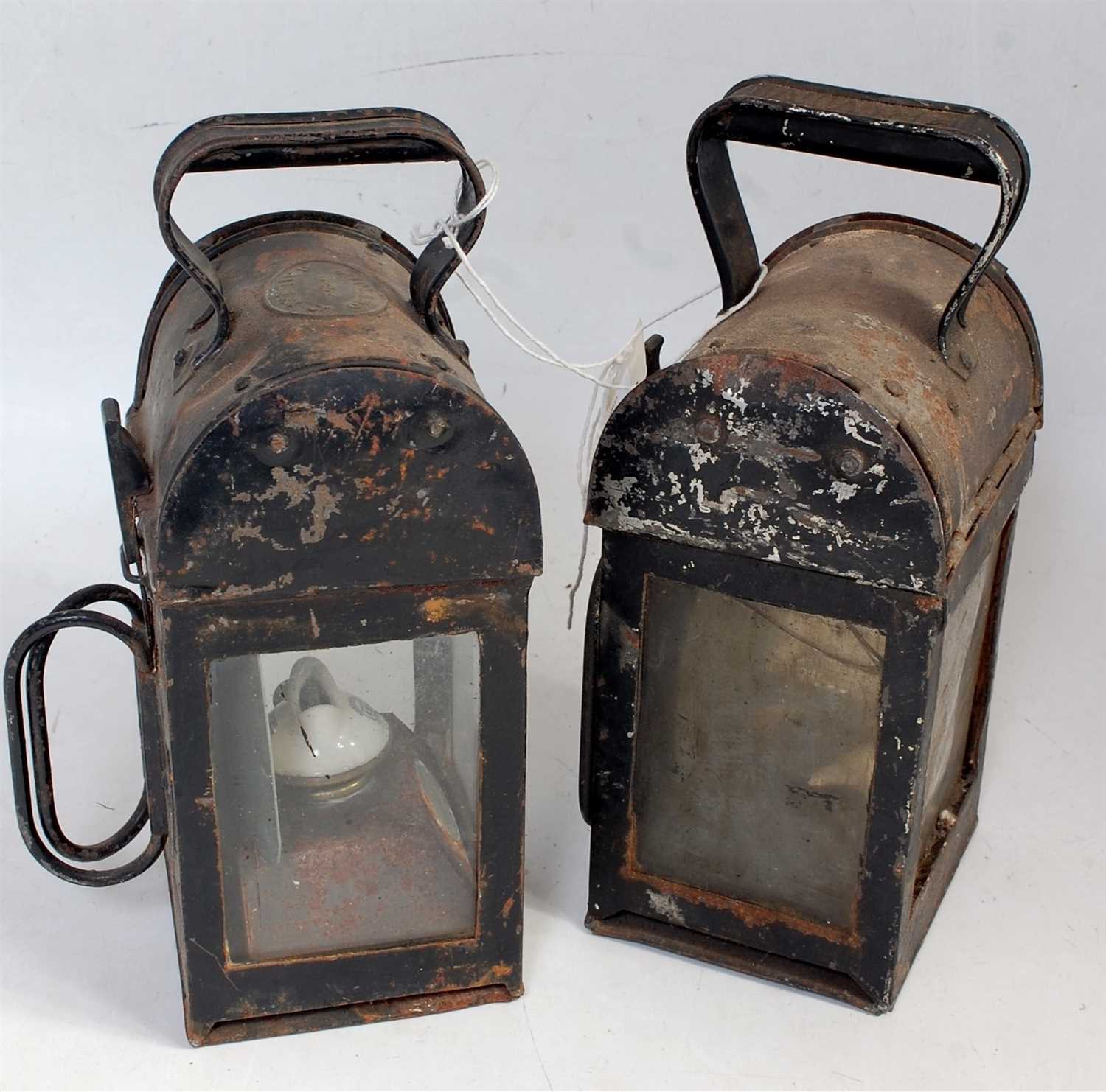 Lot 65 - A pair of railway hand-lamps for inspection...