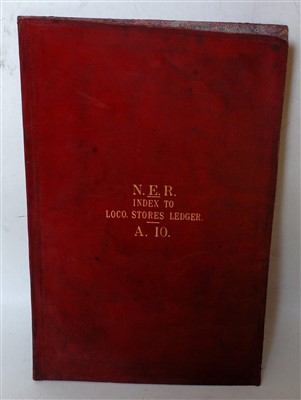 Lot 104 - A leather folder cover entitled NER Index to...