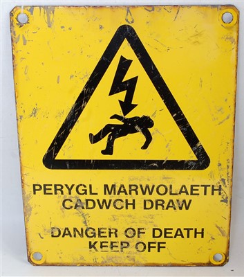 Lot 37 - An enamel sign, dual language English/Welsh...