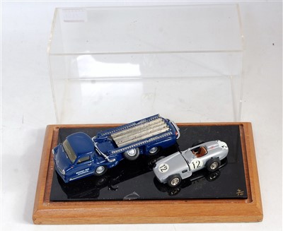 Lot 1572 - A white metal and resin Mercedes race car...