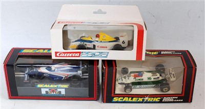 Lot 3216 - Six various boxed and plastic cased Scalextric...