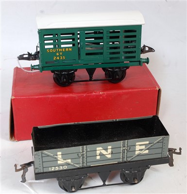 Lot 259 - Two Hornby goods wagons;- 1948-54 No. 1 milk...